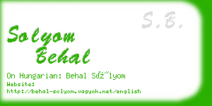 solyom behal business card